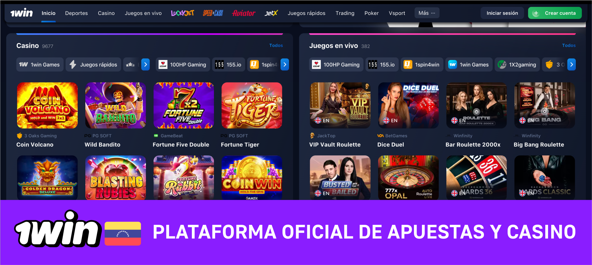 1Win Venezuela plataforma oficial apuestas y casino